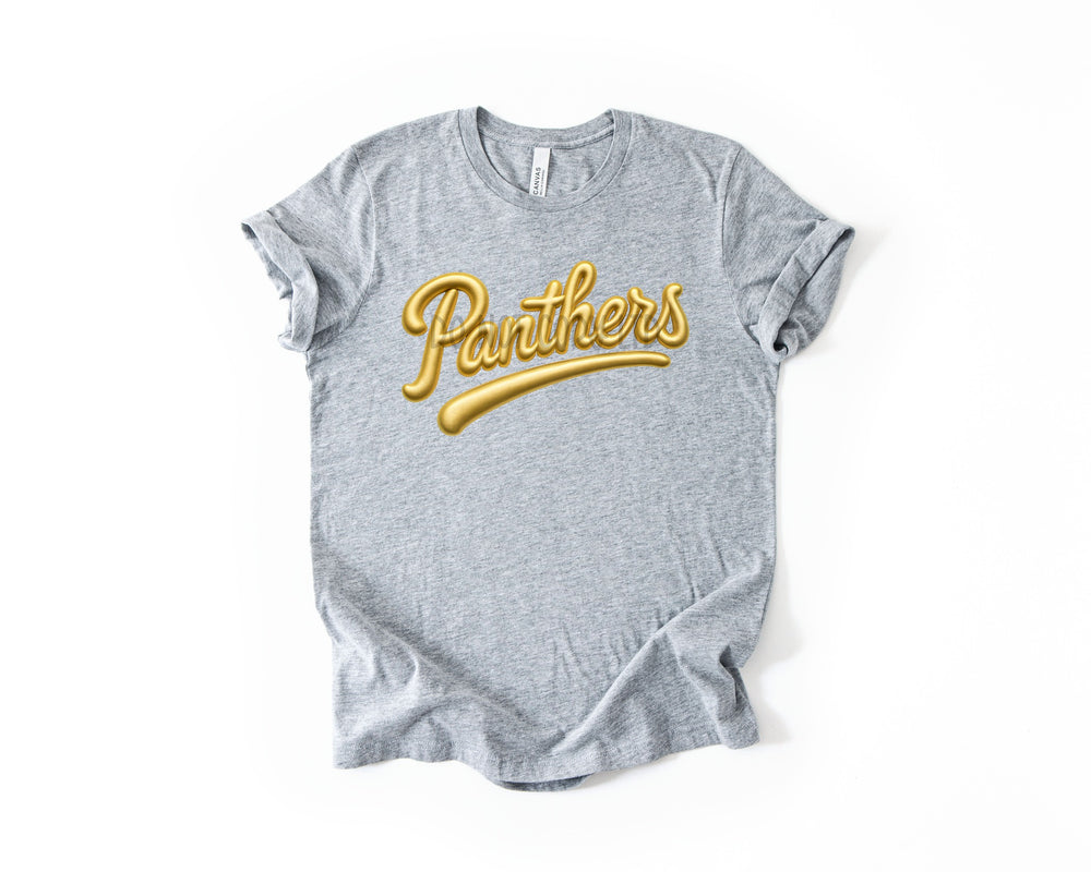 Panthers Faux Puff Gold DTF transfer design – image 1