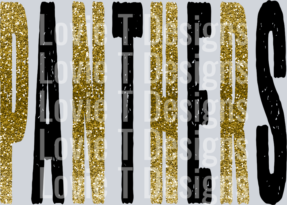 PANTHERS GOLD AND BLACK GRUNGE MASCOT - REGULAR SIZES SB