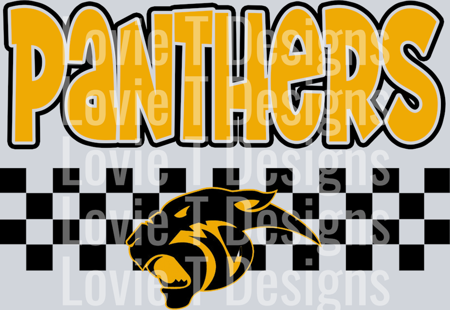 PANTHERS GOLD AND BLACK SIMPLE CHECKER MASCOT