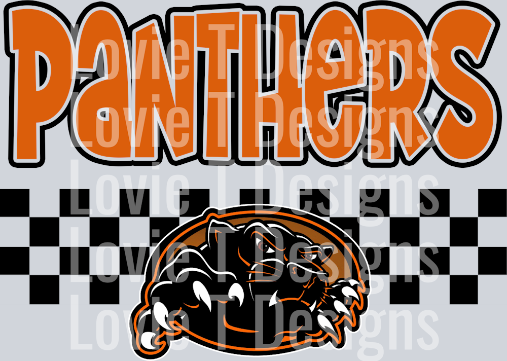 PANTHERS ORANGE AND BLACK SIMPLE CHECKER MASCOT