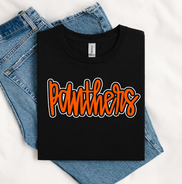 PANTHERS ORANGE AND WHITE OUTLINE