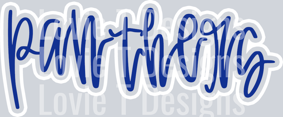 PANTHERS OUTLINE CUSTOM ROYAL AND WHITE