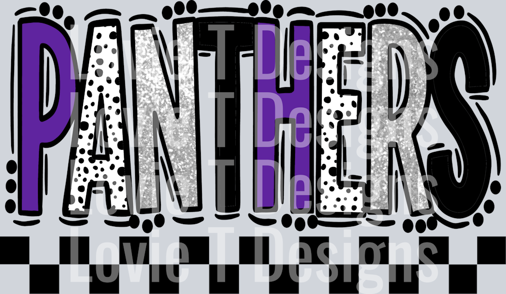 Panthers Purple Light Gray Doodle Dot Mascot