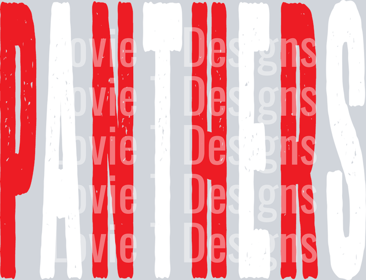 PANTHERS RED AND WHITE OVERSIZED GRUNGE MASCOT