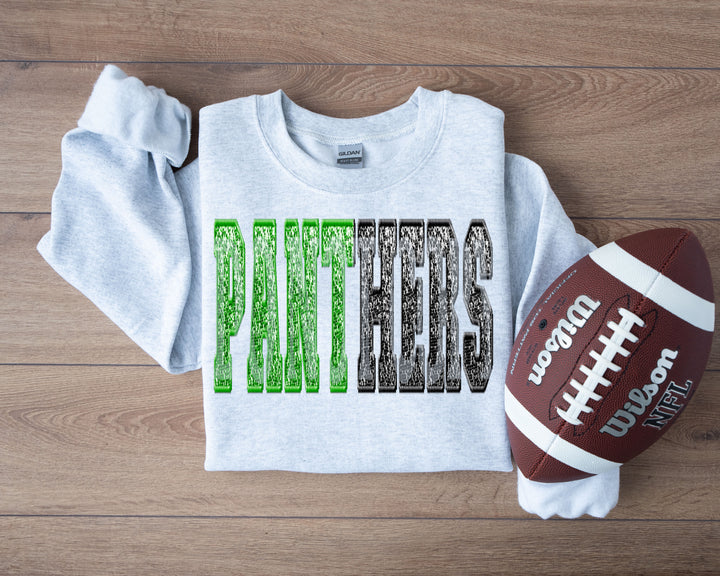 PANTHERS SPLIT SEQUIN GREEN AND BLACK