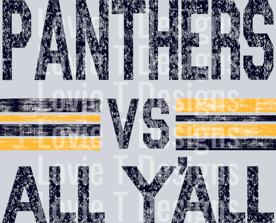 PANTHERS VS ALL YALL NAVY AND YELLOW GOLD