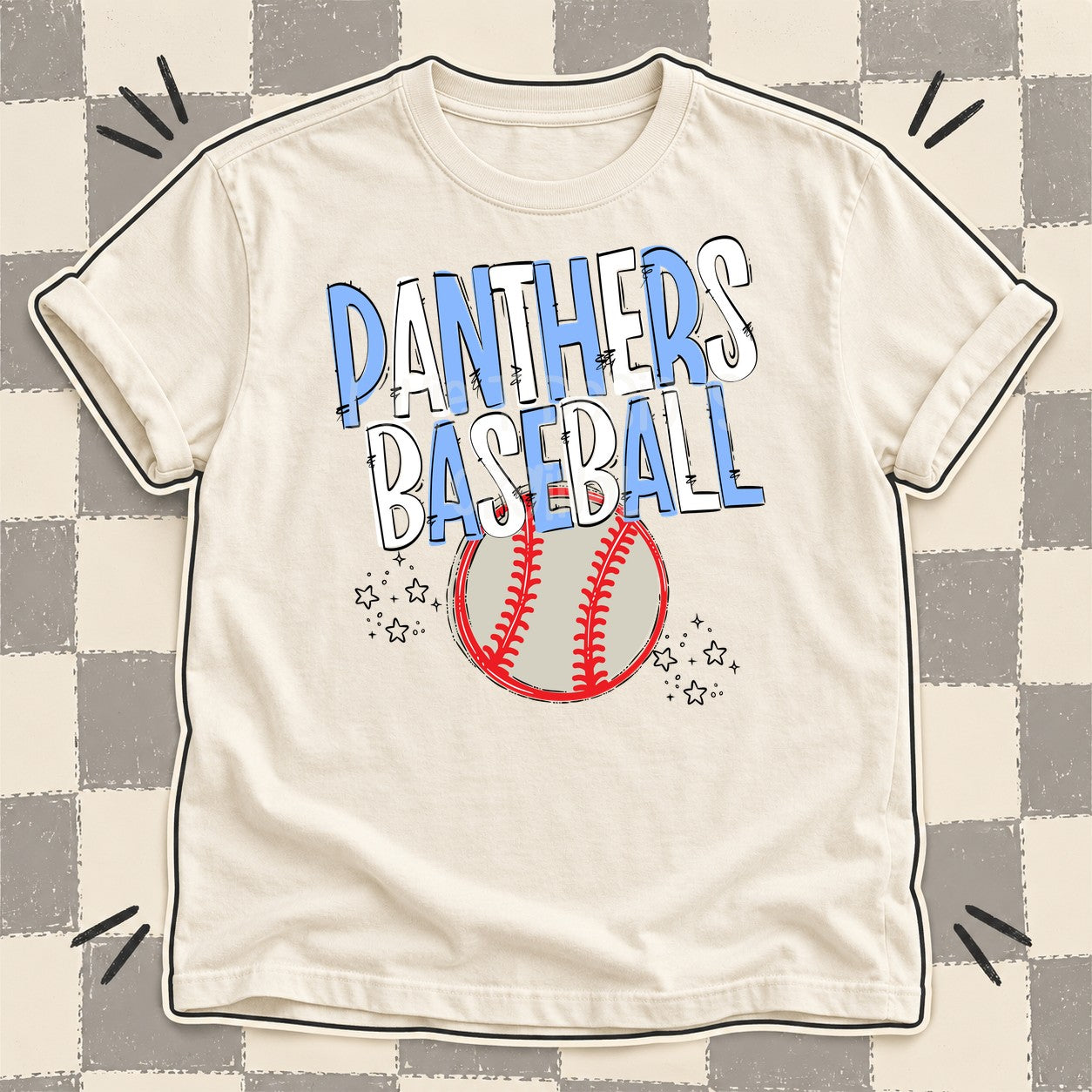 Team Go Baseball Mascots Panthers Columbia Blue White design