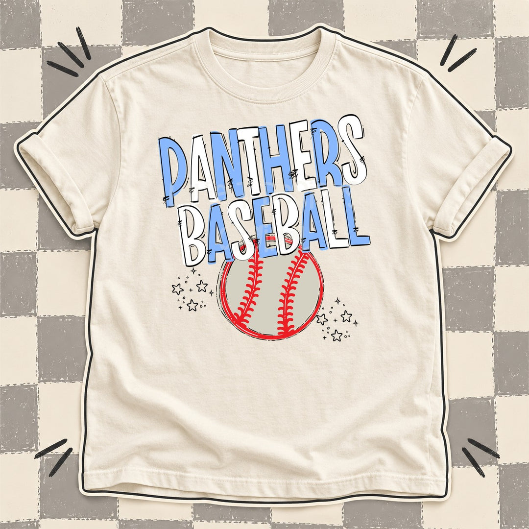 Panthers Columbia Blue White Team Go Baseball Mascots DTF transfer mockup