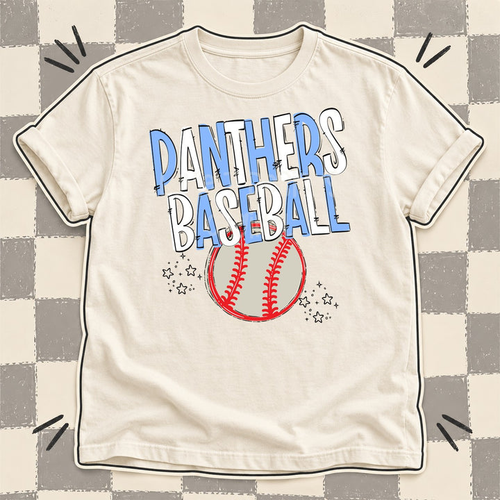 Panthers Columbia Blue White Team Go Baseball Mascots DTF transfer mockup