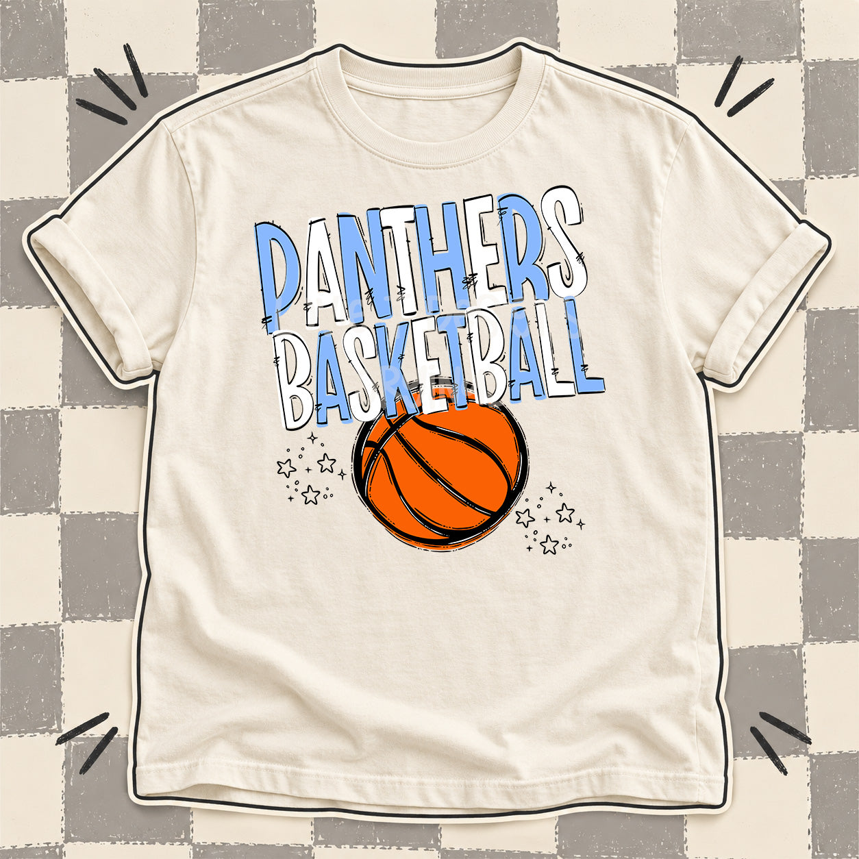 Team Go Basketball Mascots Panthers Columbia Blue White design