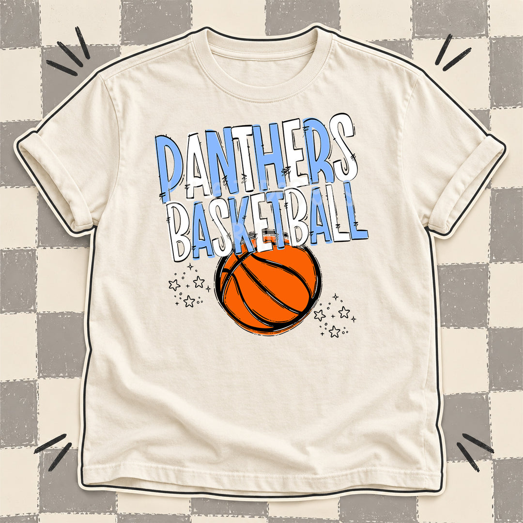 Panthers Columbia Blue White Team Go Basketball Mascots DTF transfer
