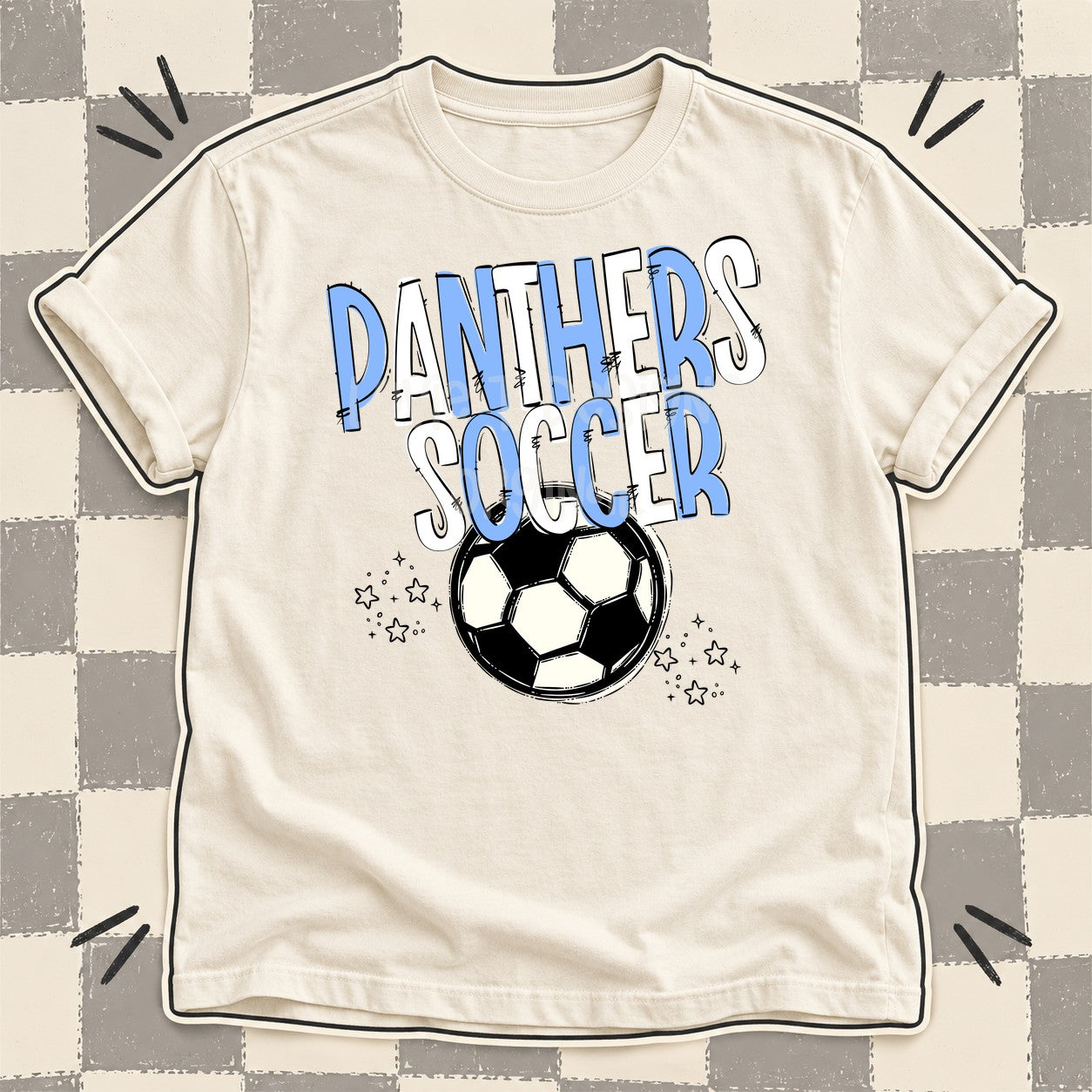 Team Go Soccer Mascots Panthers Columbia Blue White design