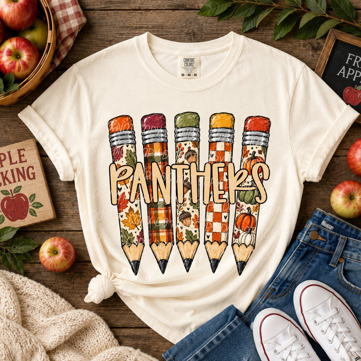 Fall Pencil Mascots Panthers DTF transfer mockup