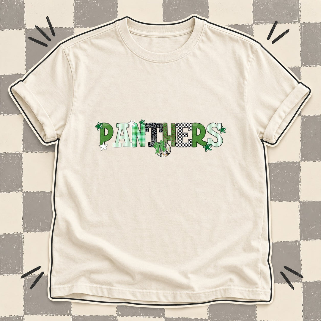 Panthers Green White Black Mixed Doodle Baseball Mascots – Mascot Colors DTF transfer mockup