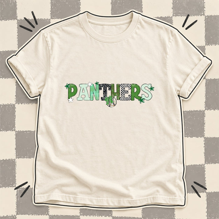 Panthers Green White Black Mixed Doodle Baseball Mascots – Mascot Colors DTF transfer mockup