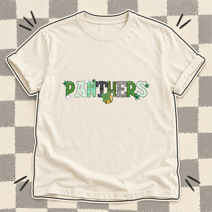 Panthers Green White Black Mixed Doodle Softball Mascots – Mascot Colors DTF transfer mockup