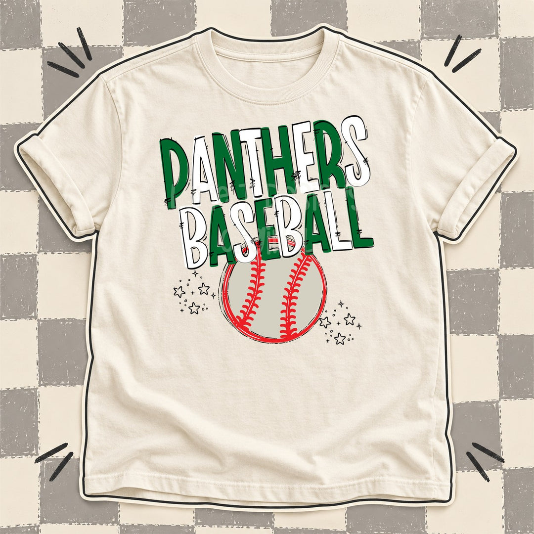 Panthers Kelly Green White Team Go Baseball Mascots DTF transfer mockup