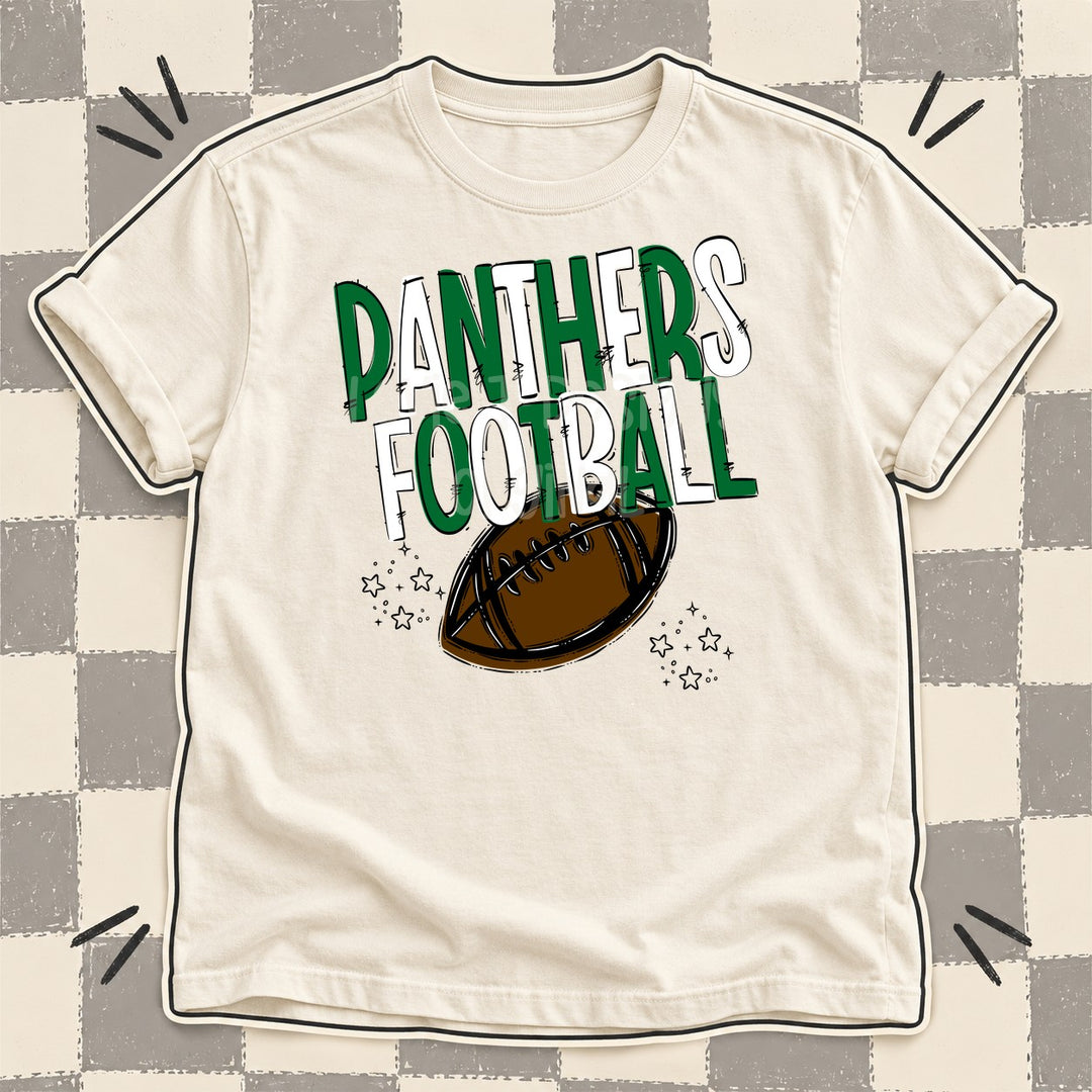 Panthers Kelly Green White Team Go Football Mascots DTF transfer mockup