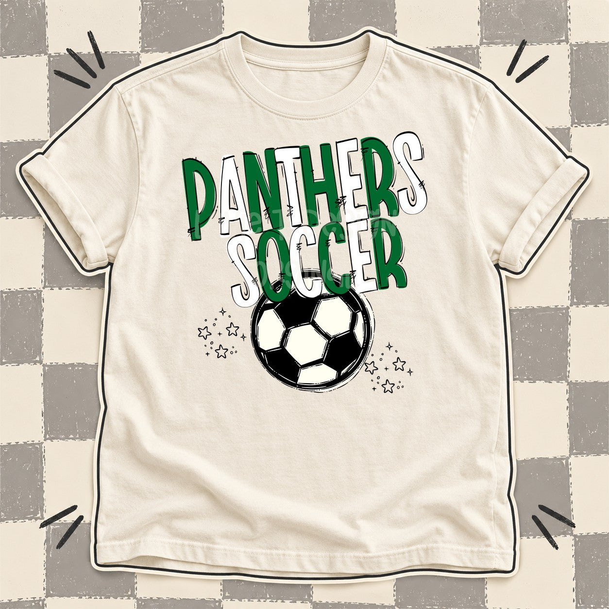 Team Go Soccer Mascots Panthers Kelly Green White design