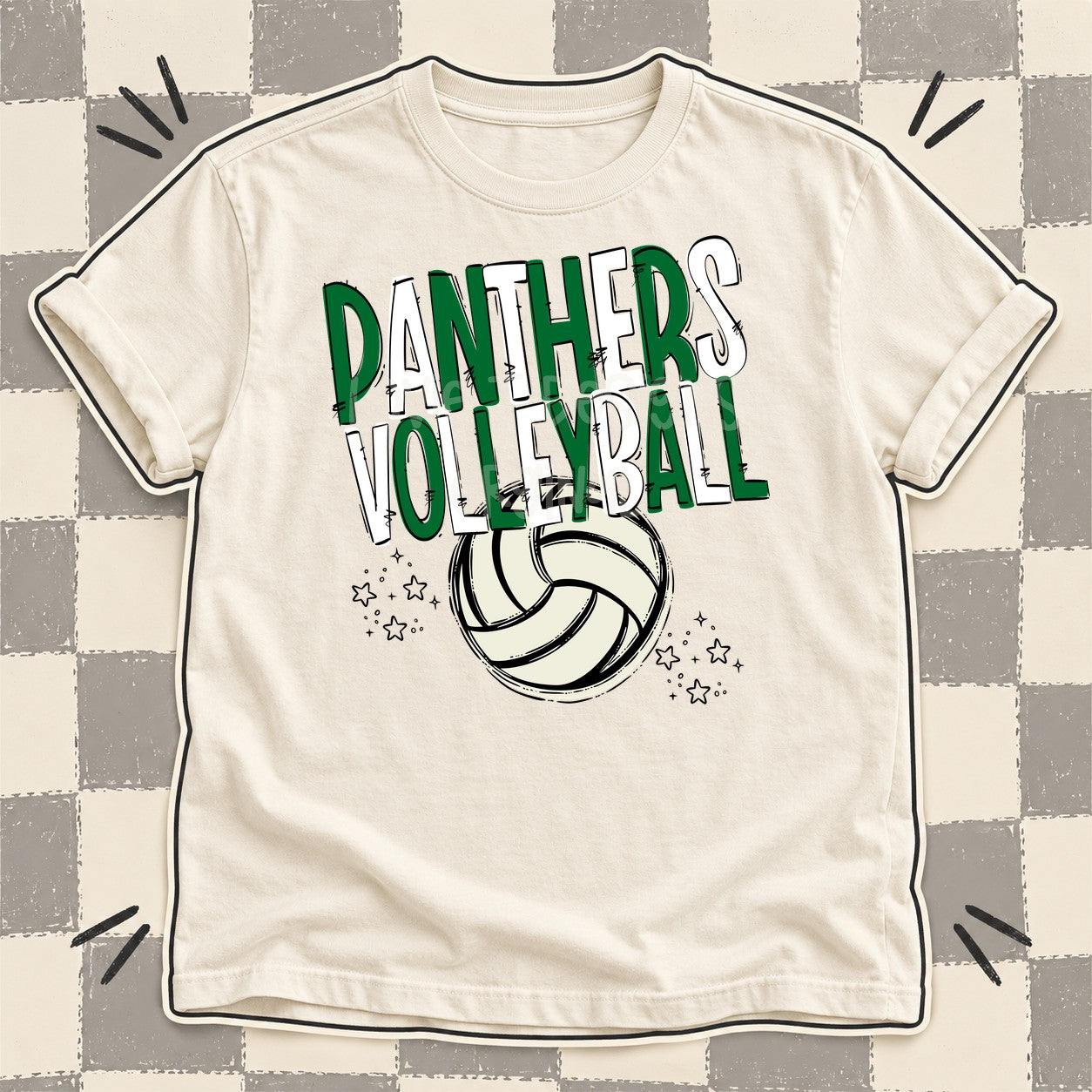 Team Go Volleyball Mascots Panthers Kelly Green White design
