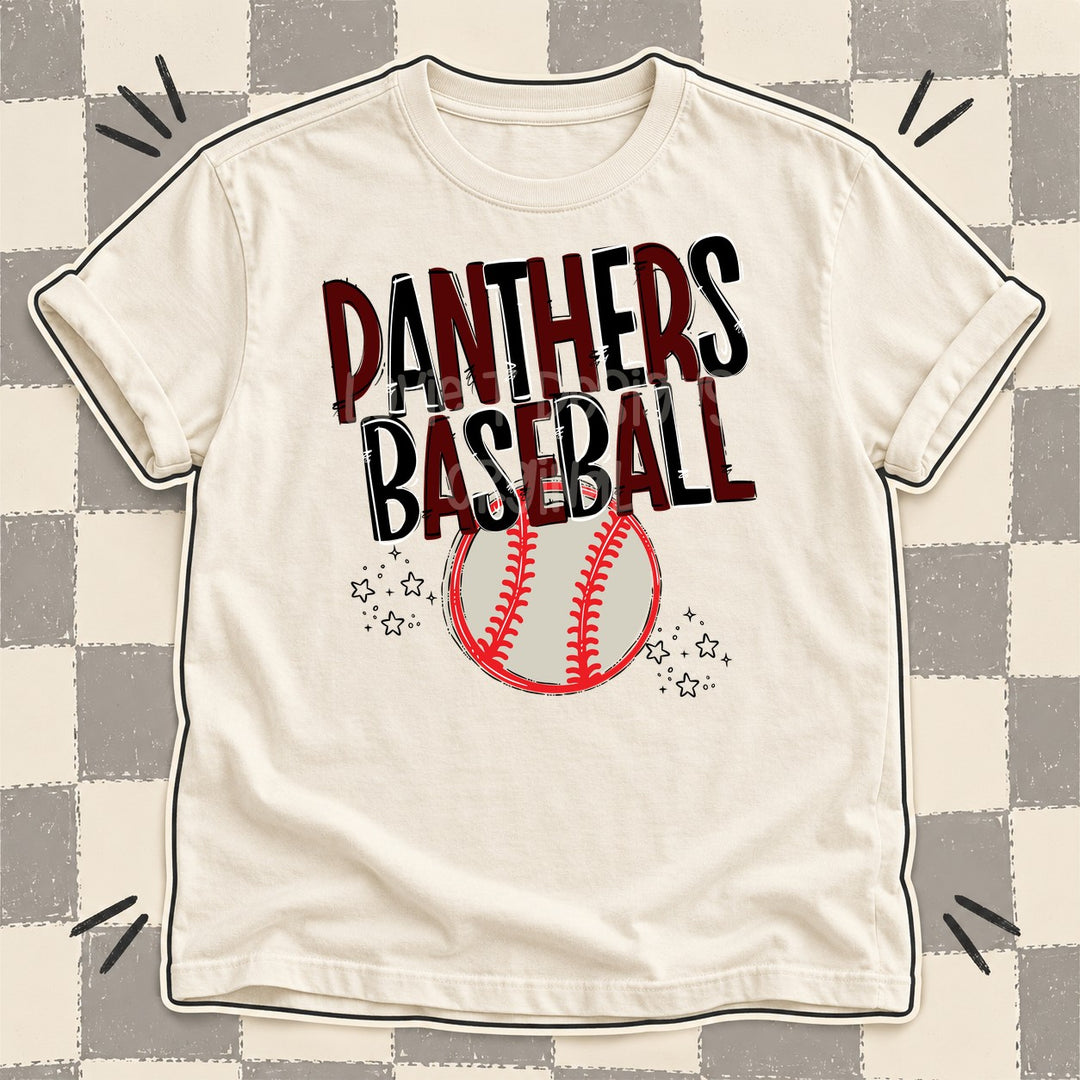 Panthers Maroon Black Team Go Baseball Mascots DTF transfer mockup