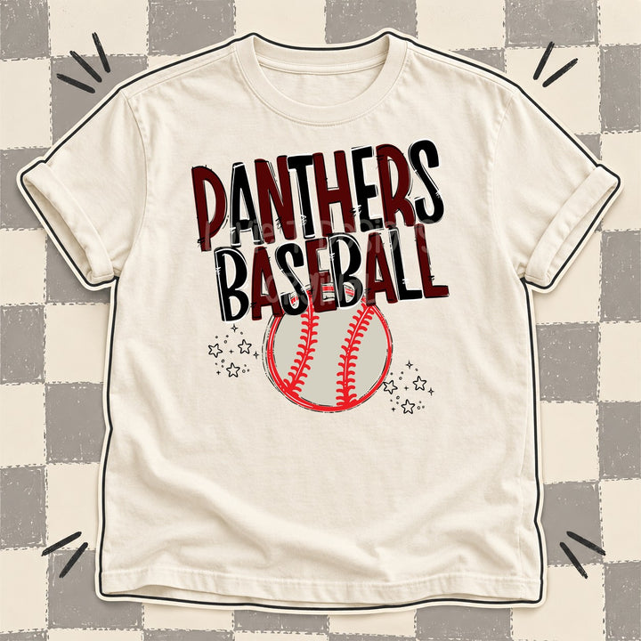 Panthers Maroon Black Team Go Baseball Mascots DTF transfer mockup