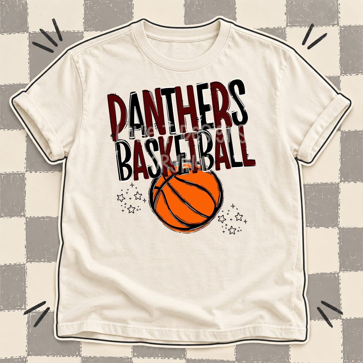 Team Go Basketball Mascots Panthers Maroon Black design