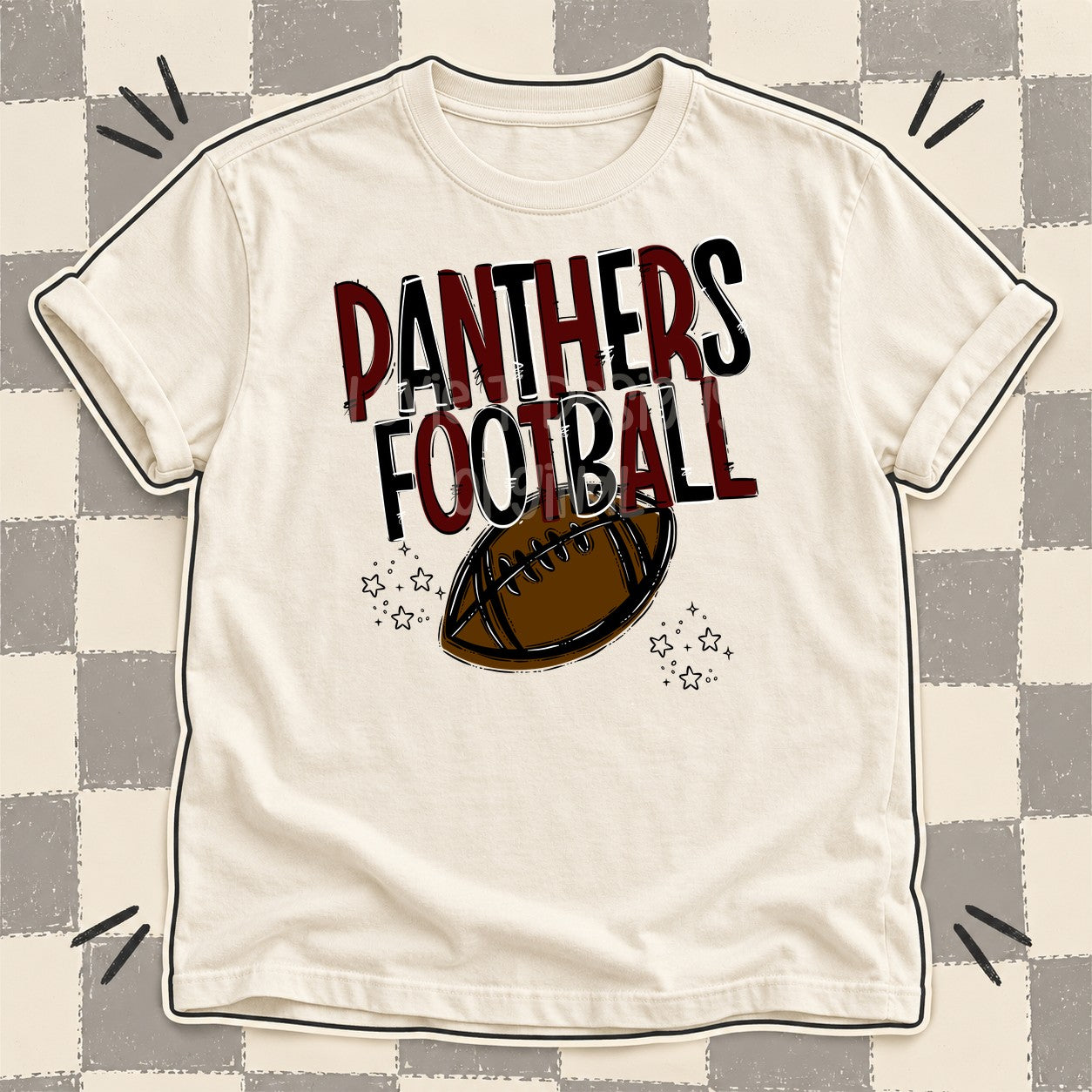 Team Go Football Mascots Panthers Maroon Black design