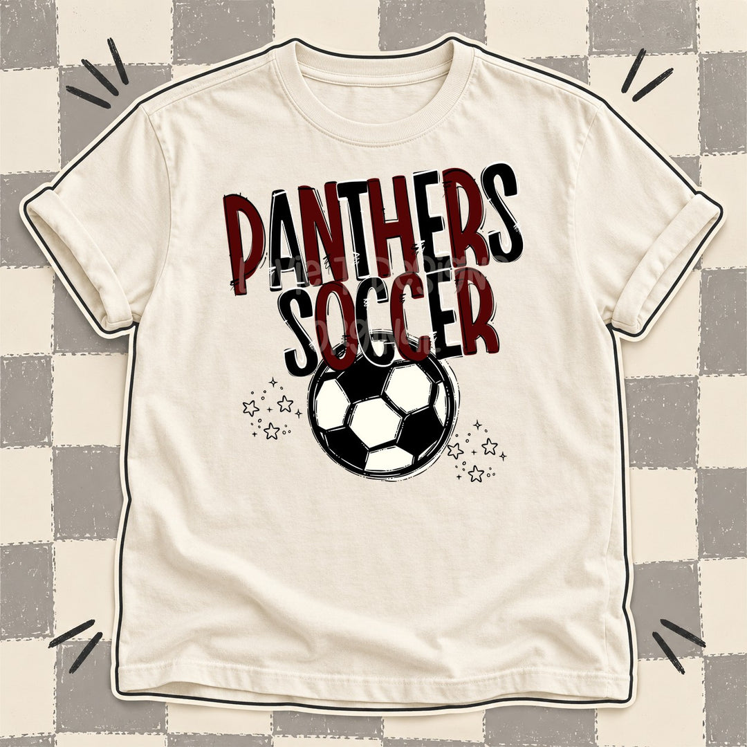 Panthers Maroon Black Team Go Soccer Mascots DTF transfer mockup