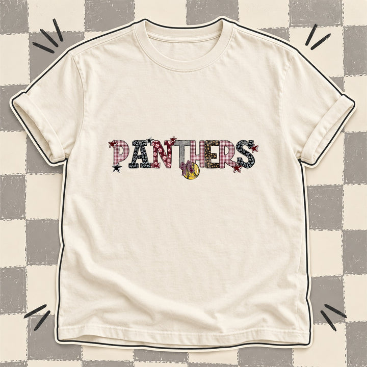 Panthers Maroon Black Mixed Doodle Softball Mascots – Mascot Colors DTF transfer mockup