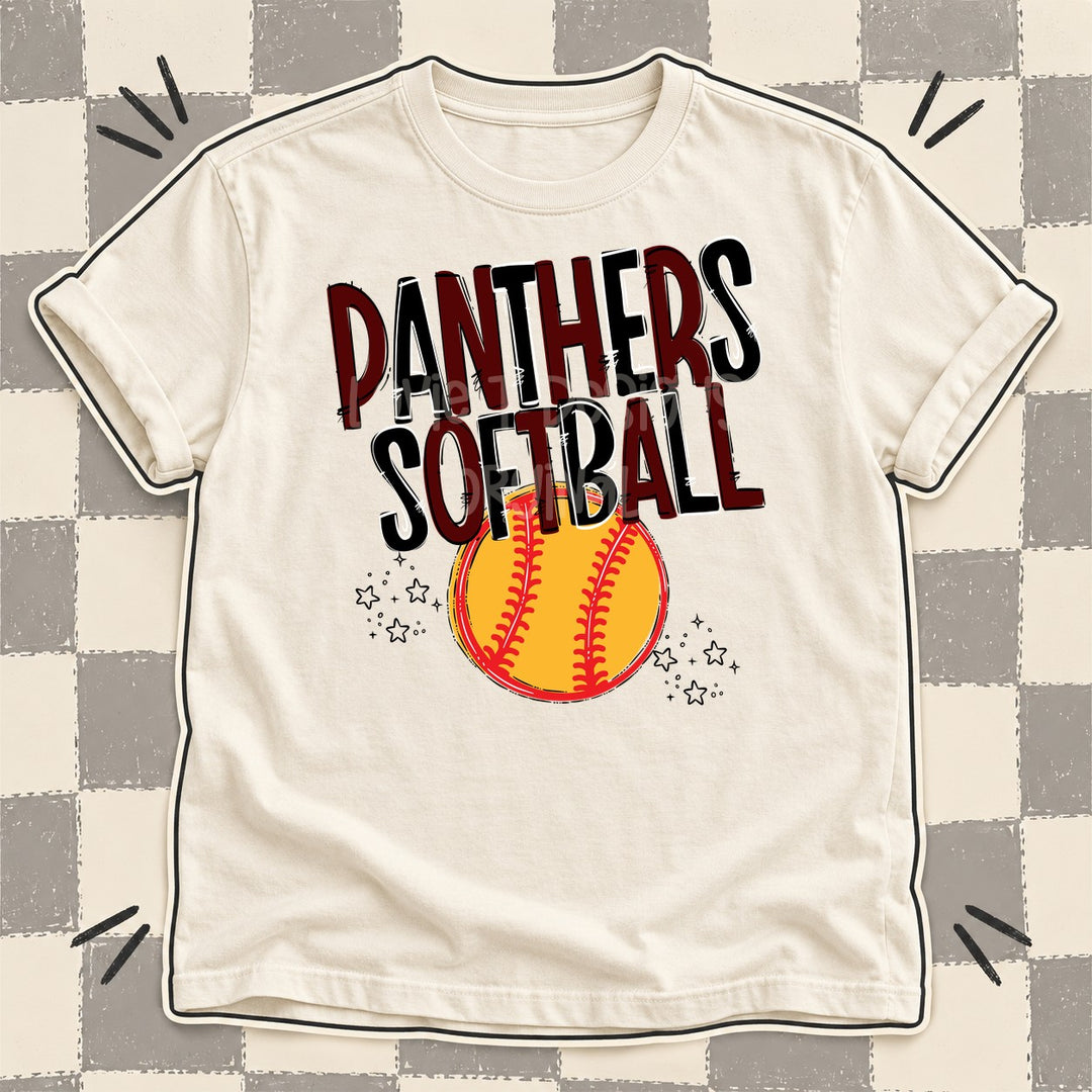 Panthers Maroon Black Team Go Softball Mascots DTF transfer mockup