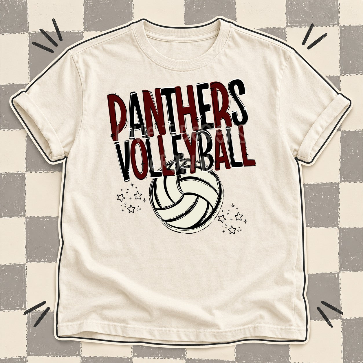 Team Go Volleyball Mascots Panthers Maroon Black design