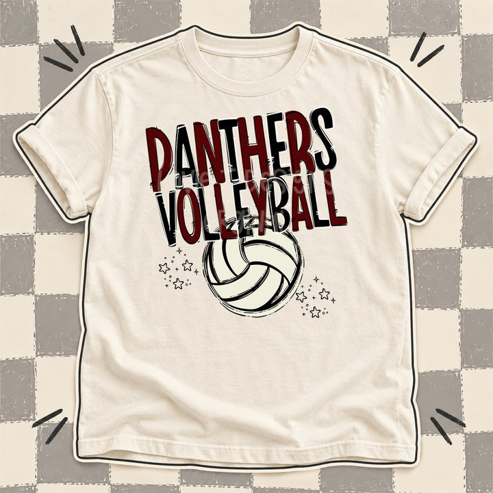 Panthers Maroon Black Team Go Volleyball Mascots DTF transfer mockup