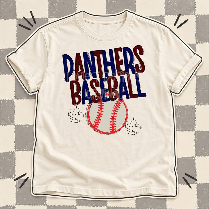 Panthers Navy Maroon Team Go Baseball Mascots DTF transfer mockup