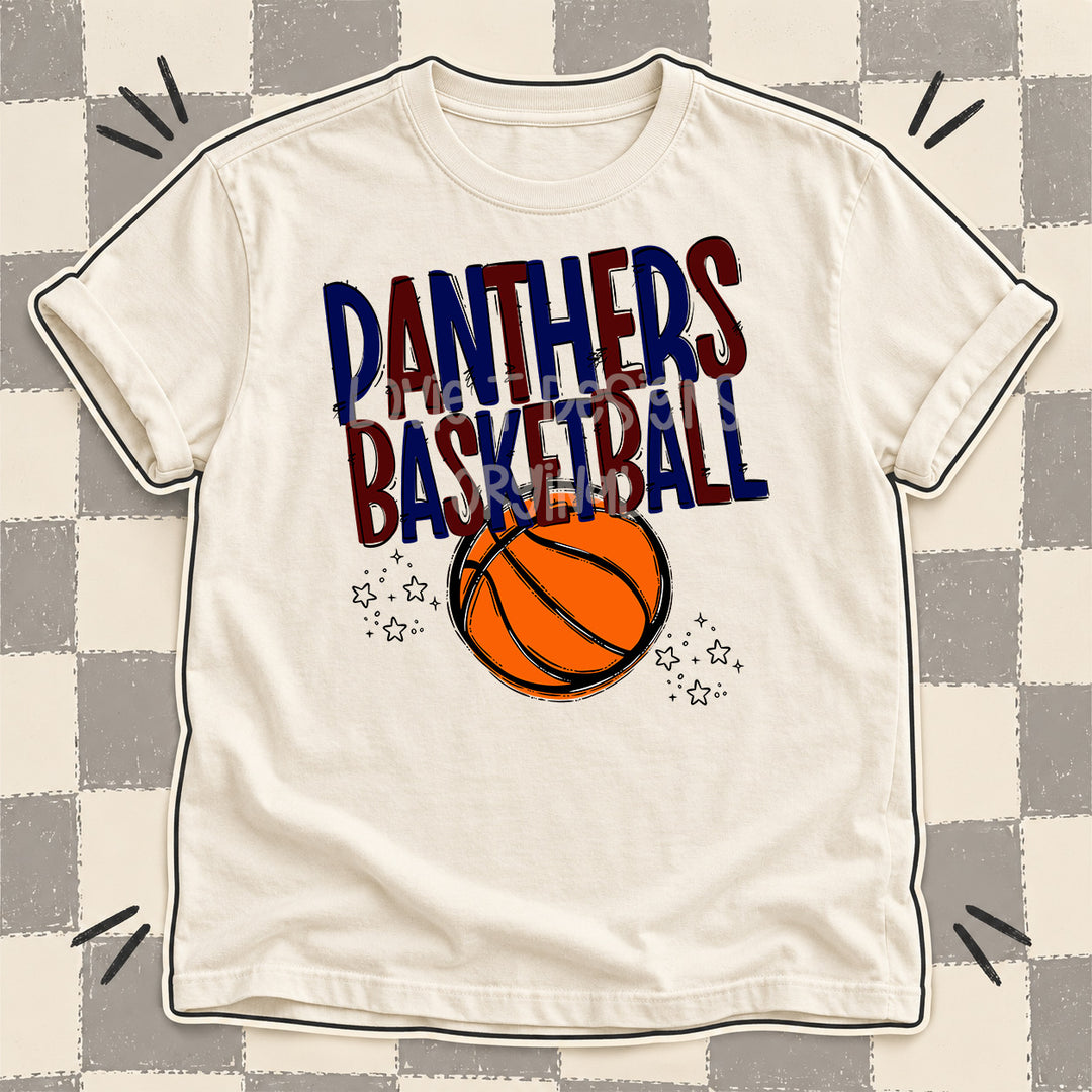 Panthers Navy Maroon Team Go Basketball Mascots DTF transfer