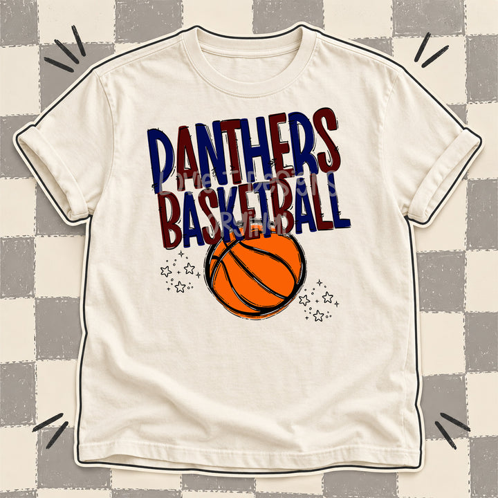 Panthers Navy Maroon Team Go Basketball Mascots DTF transfer