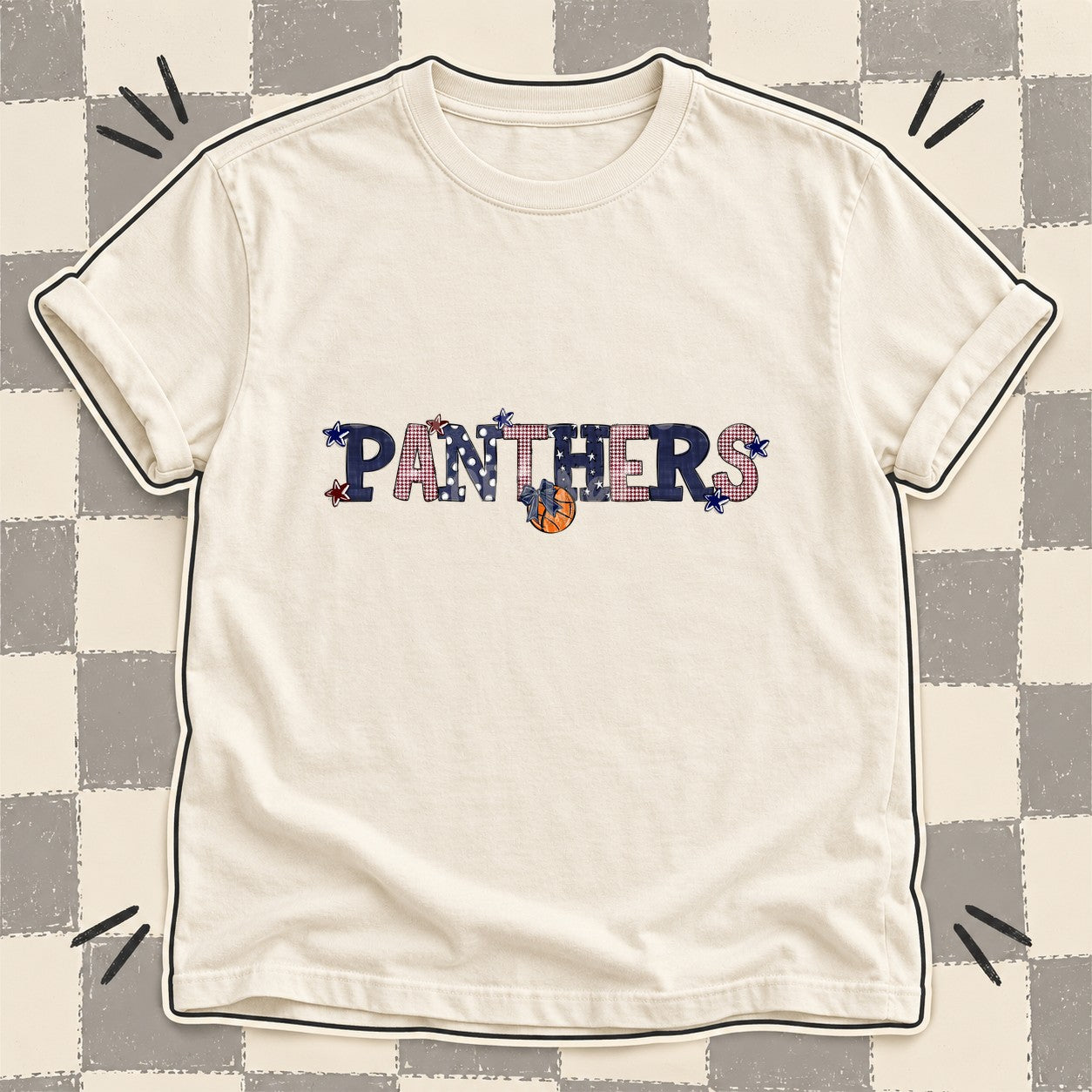 Mixed Doodle Basketball Mascots – Mascot Colors Panthers Navy Maroon design