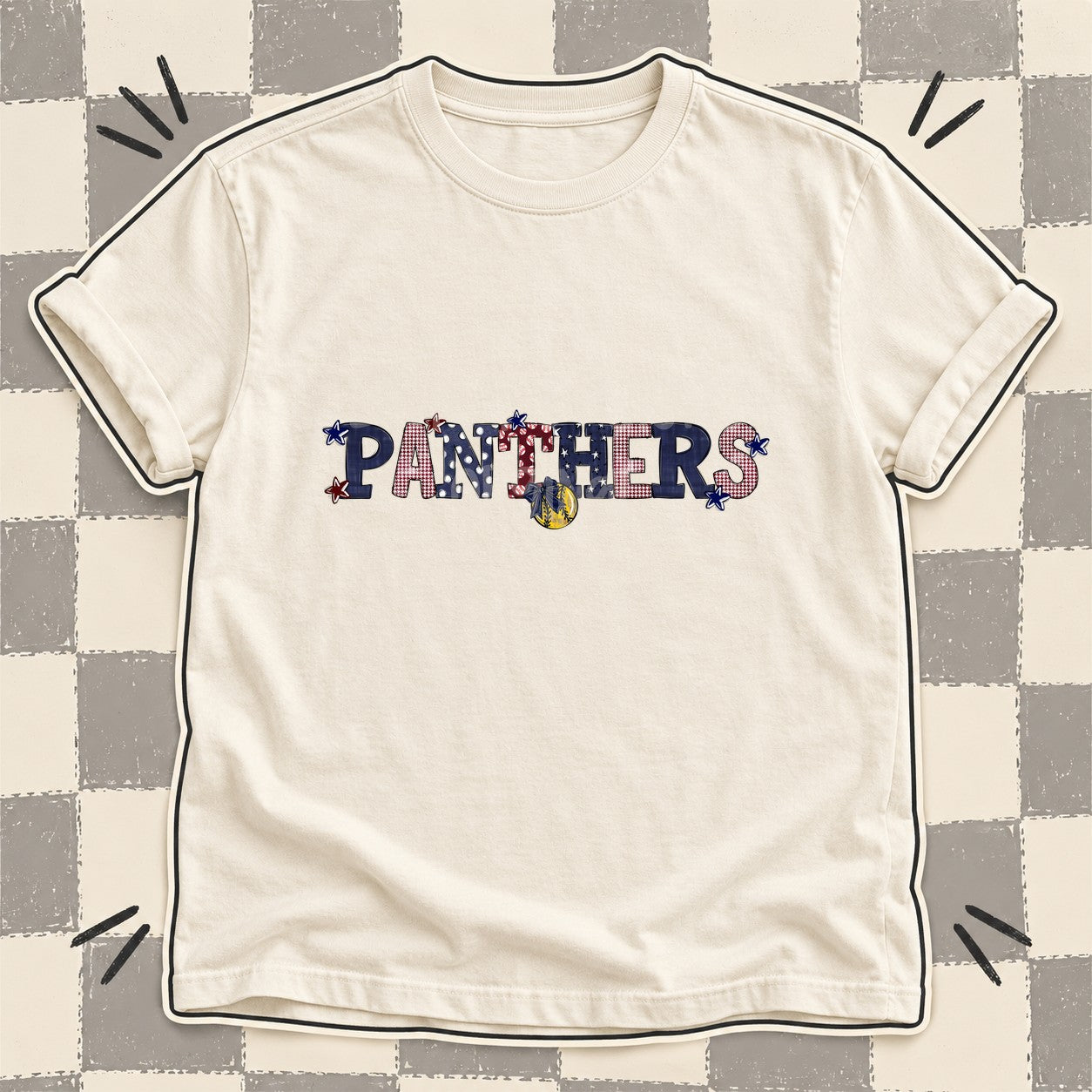 Mixed Doodle Softball Mascots – Mascot Colors Panthers Navy Maroon design