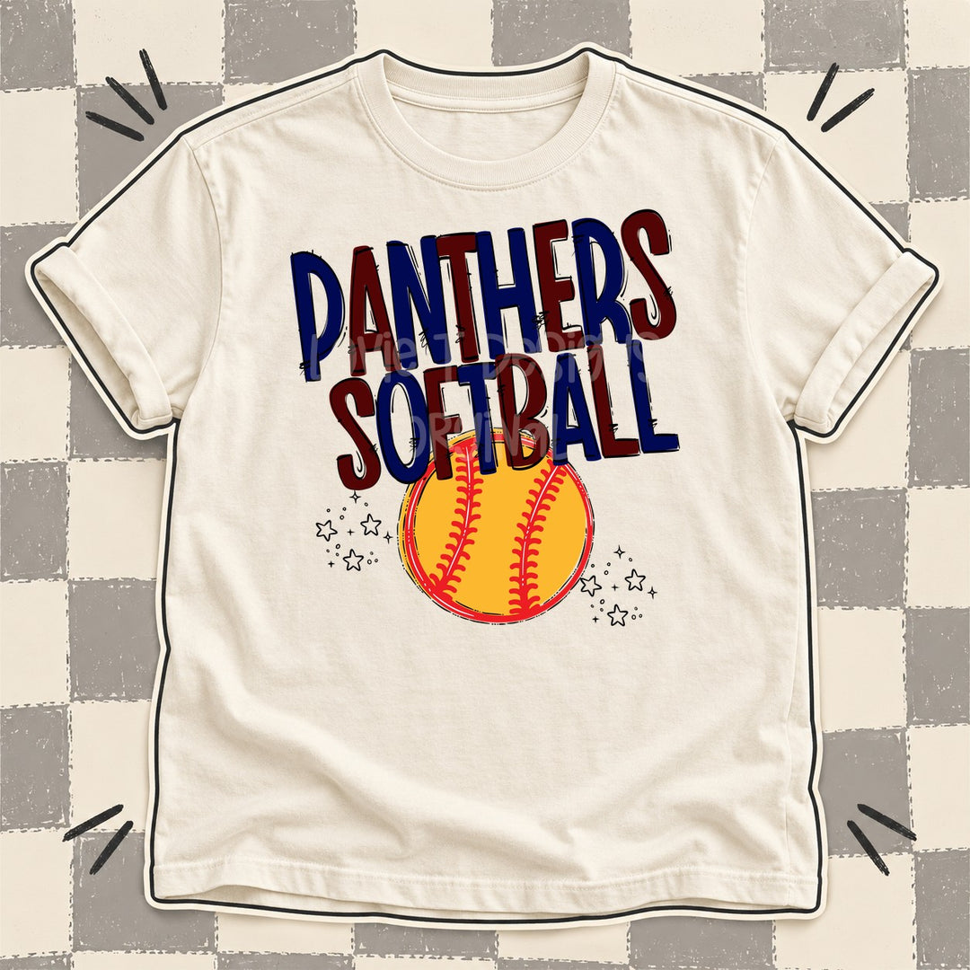 Panthers Navy Maroon Team Go Softball Mascots DTF transfer mockup