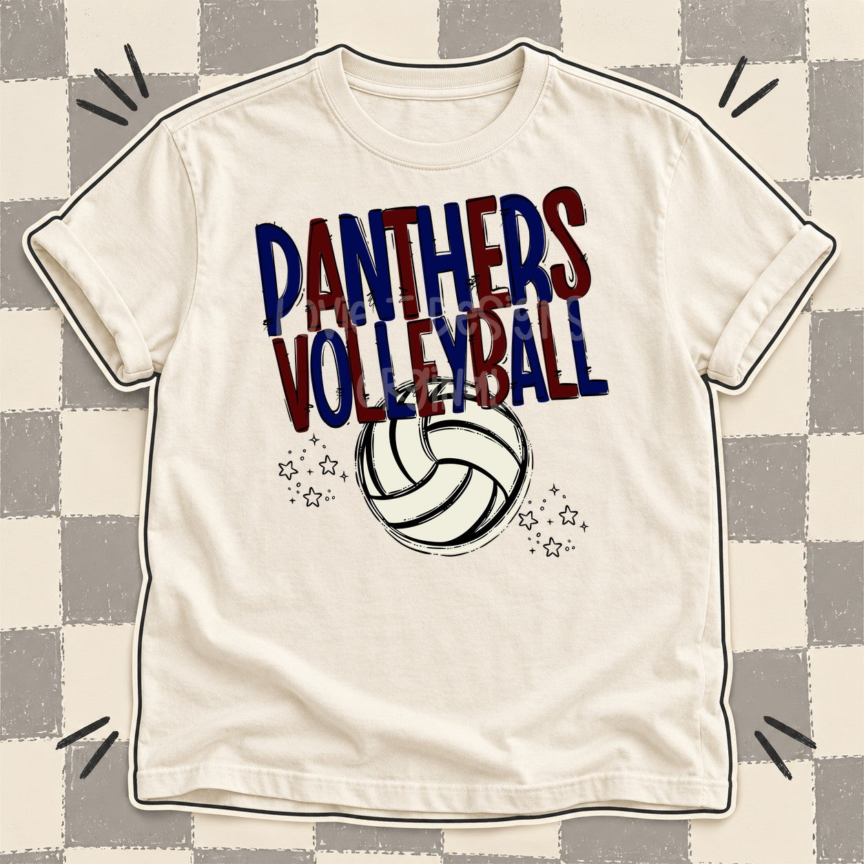 Team Go Volleyball Mascots Panthers Navy Maroon design