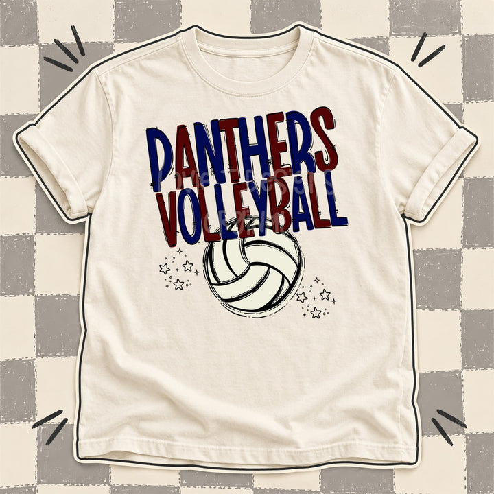 Panthers Navy Maroon Team Go Volleyball Mascots DTF transfer mockup