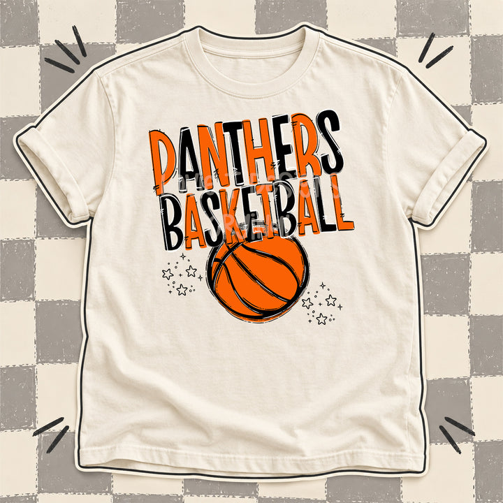 Panthers Orange Black Team Go Basketball Mascots DTF transfer