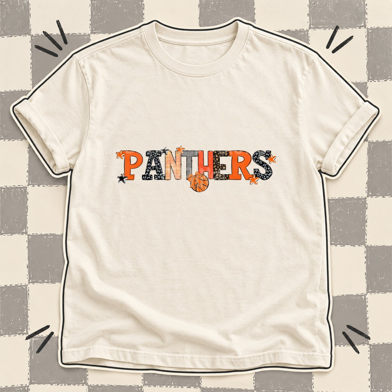 Mixed Doodle Basketball Mascots – Mascot Colors Panthers Orange Black design