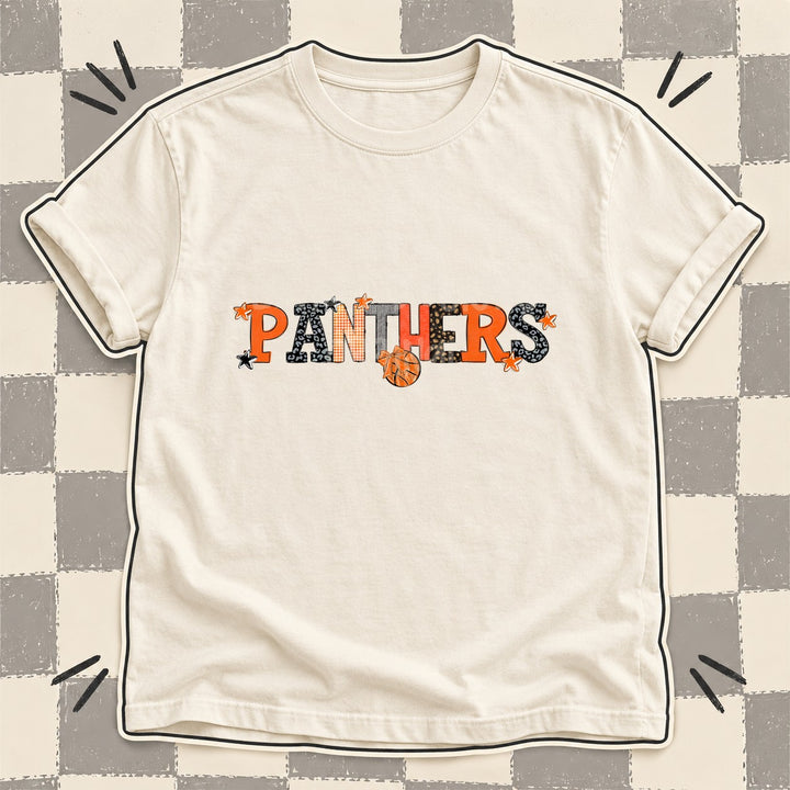 Panthers Orange Black Mixed Doodle Basketball Mascots – Mascot Colors DTF transfer mockup