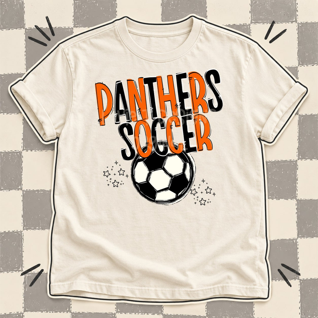 Panthers Orange Black Team Go Soccer Mascots DTF transfer mockup