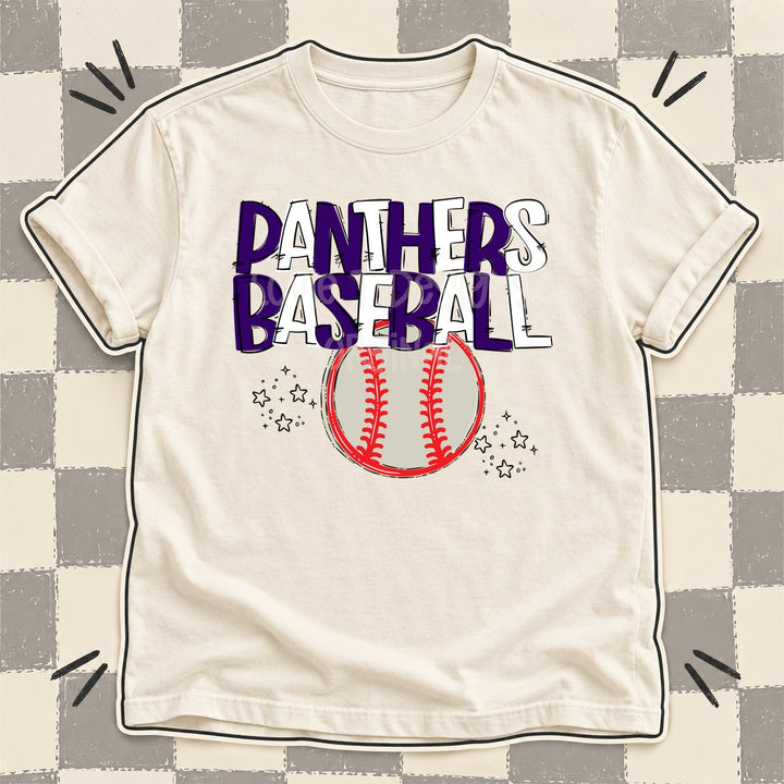 Panthers Purple White Team Go Baseball Mascots DTF transfer mockup