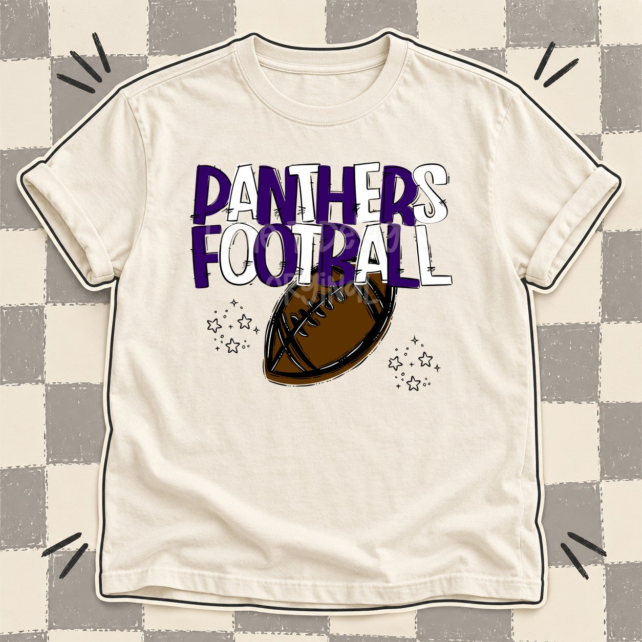 Team Go Football Mascots Panthers Purple White design