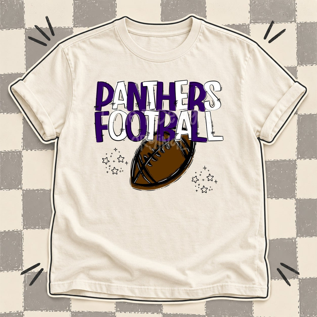 Panthers Purple White Team Go Football Mascots DTF transfer mockup