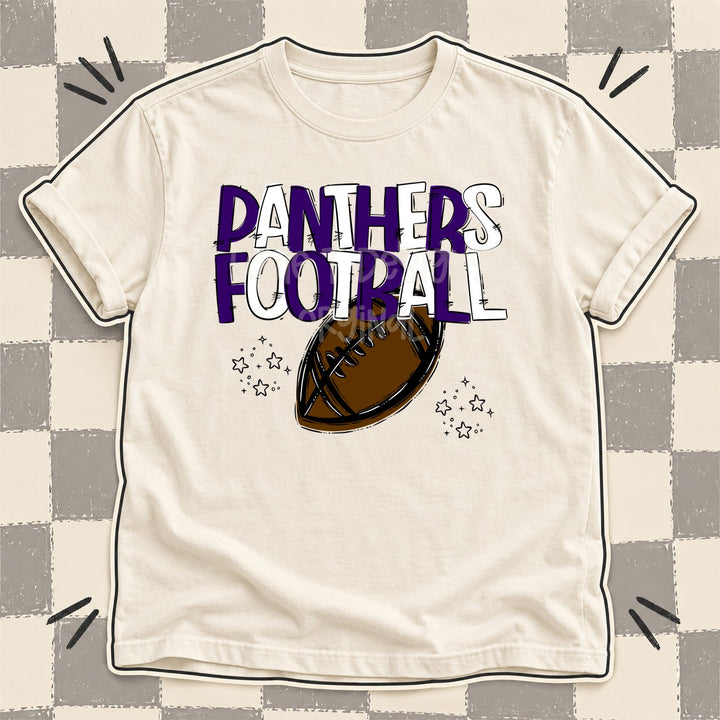 Panthers Purple White Team Go Football Mascots DTF transfer mockup