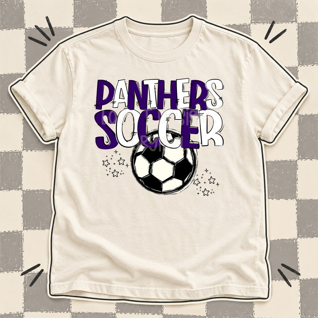 Panthers Purple White Team Go Soccer Mascots DTF transfer mockup